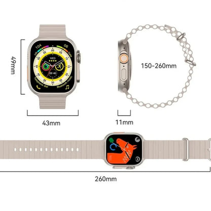 Smartwatch Ultra Pro - El Reloj Inteligente Más Completo Del Mercado [2 correas negro + blanco]