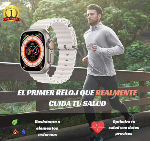 Smartwatch Ultra Pro - El Reloj Inteligente Más Completo Del Mercado [2 correas negro + blanco]