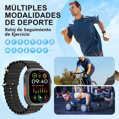 Smartwatch Ultra Pro - El Reloj Inteligente Más Completo Del Mercado [2 correas negro + blanco]